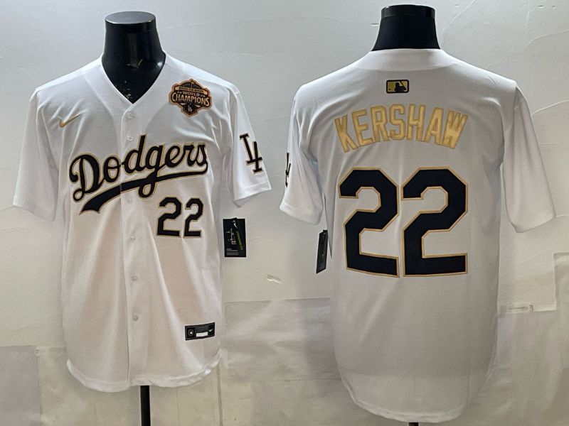Men Los Angeles Dodgers #22 Kershaw White Gold Game 2026 Nike MLB Jersey 007->los angeles dodgers->MLB Jersey